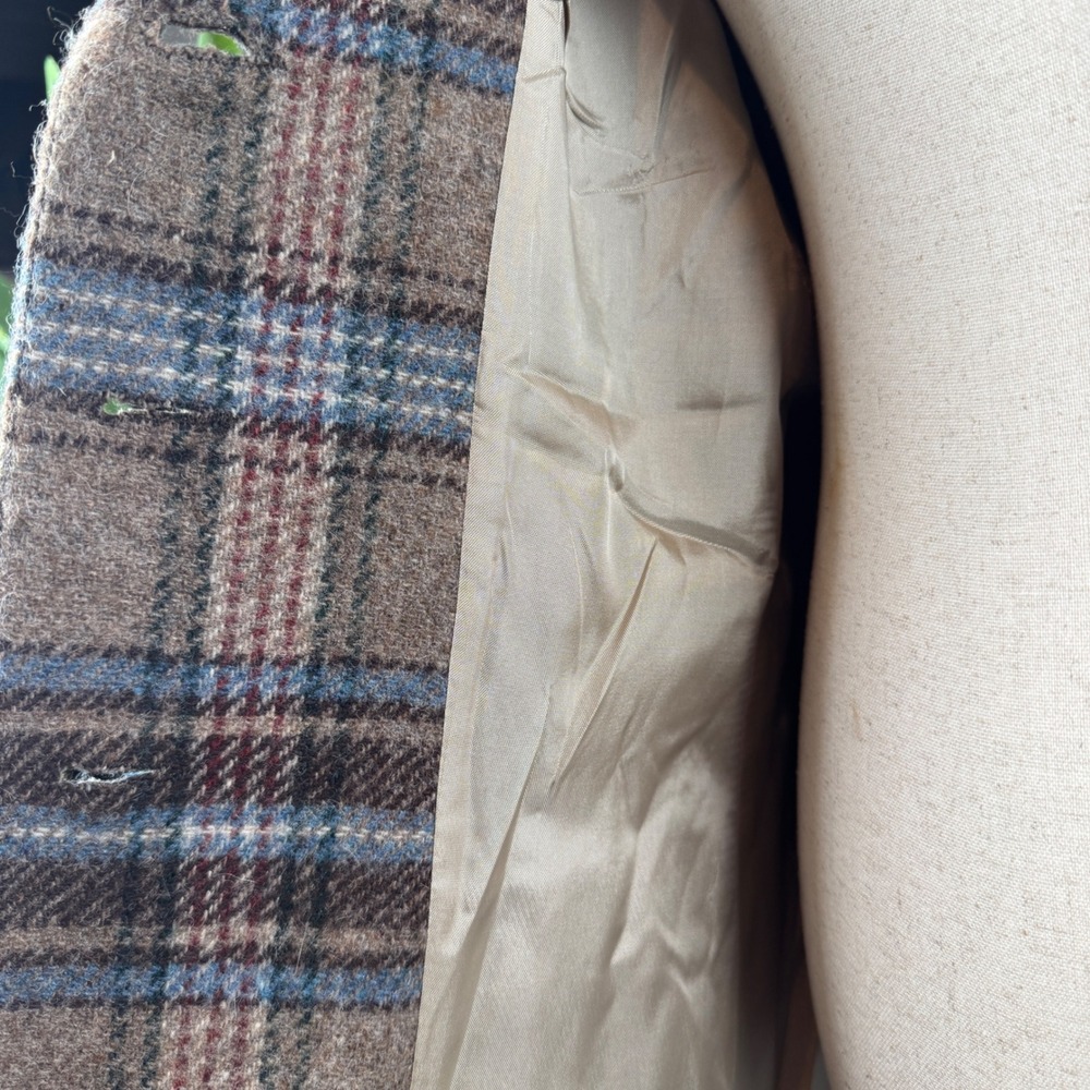 Dark Academia Preppy Heritage Vintage Wool Blend Plaid Blazer Women Size 16 - Picture 6 of 9